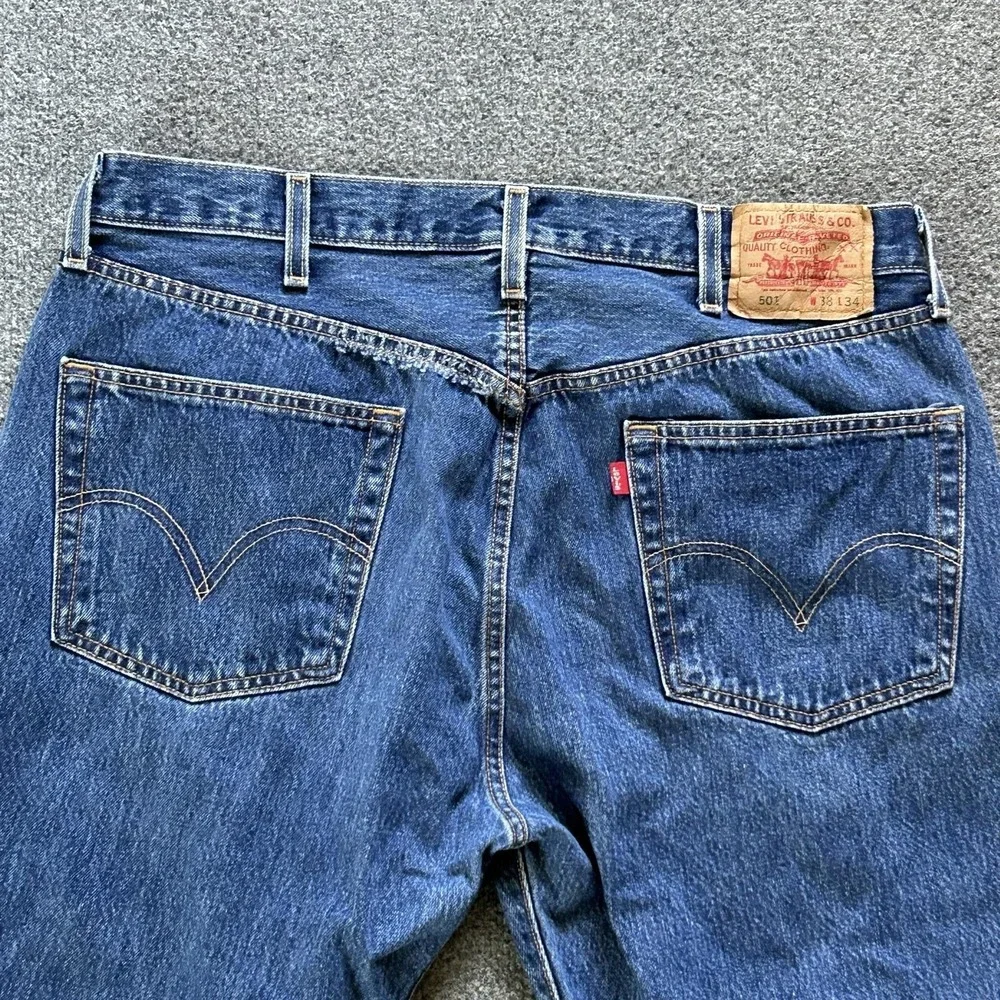 Levis 501 Jeans Men‎ 38x27 Blue Denim Straight Button Fly Vintage Paper Tag